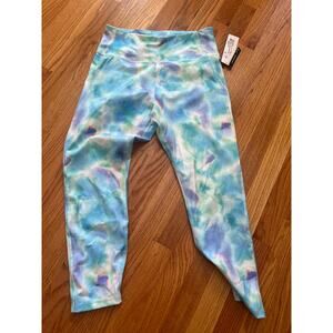 Nanette Lepore  Play Vista Blue Combo Compression leggings L NWT $58‎ watercolor